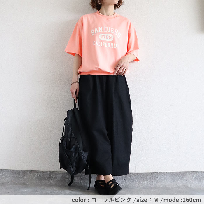 ロゴ Tシャツ 夏 レディース 体型カバー 二の腕カバー スウェット トップス 半袖 5分袖 プリント 黒 白 オーバーサイズ ^t1141^送込【タイムセール】 | uricca | 17
