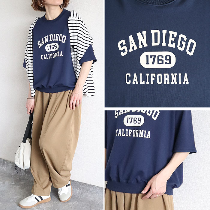 Tシャツ レディース トップス 半袖 スウェット ロゴ プリント 春 夏 黒 白 おしゃれ かわいい ^t1141^ | uricca | 18