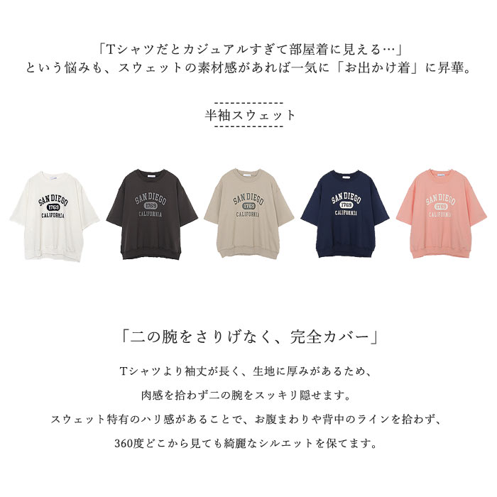 Tシャツ レディース トップス 半袖 スウェット ロゴ プリント 春 夏 黒 白 おしゃれ かわいい ^t1141^ | uricca | 07