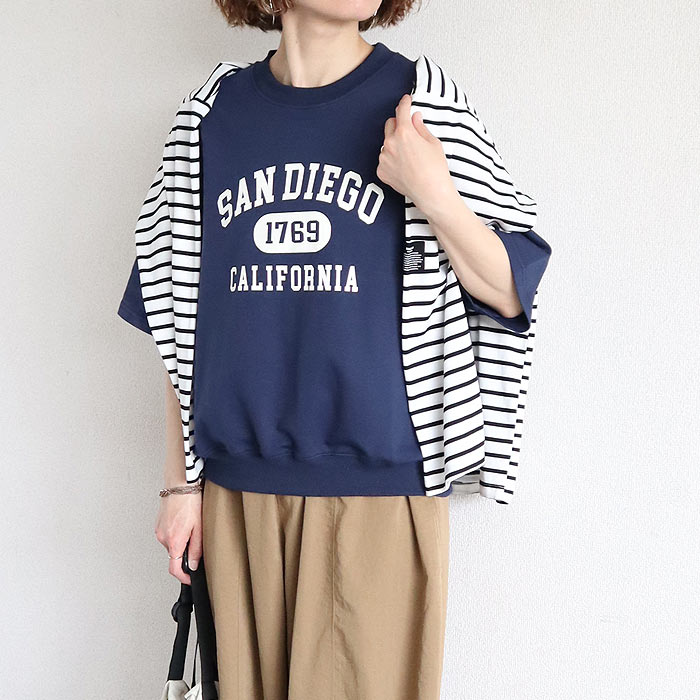 Tシャツ レディース トップス 半袖 スウェット ロゴ プリント 春 夏 黒 白 おしゃれ かわいい ^t1141^ | uricca | 04