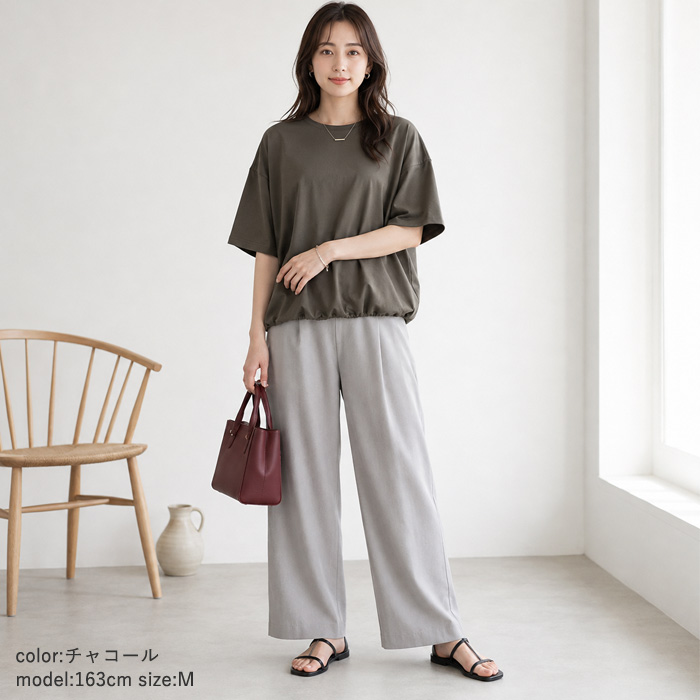 1990円 クーポンで！ Tシャツ 夏 丈を調整できる ドローコード レディース 半袖 5分袖 トップス カットソー ドロスト 黒 白 春 おしゃれ ^t1143^送込 | uricca | 25