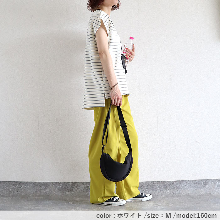 Tシャツ レディース 半袖 体型カバー マルチボーダー パイル地 フレンチスリーブ トップス 春 夏 白 おしゃれ コットン混 綿混 ^t1145^【タイムセール】 | uricca | 20