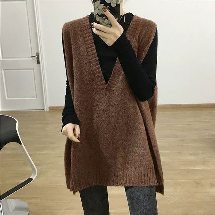 ニットベスト レディース ベスト Vネック ニット トップス 秋 冬 ゆったり オーバーサイズ 体型カバー レイヤード ノースリーブ 韓国 ^t1155^ | uricca | 03