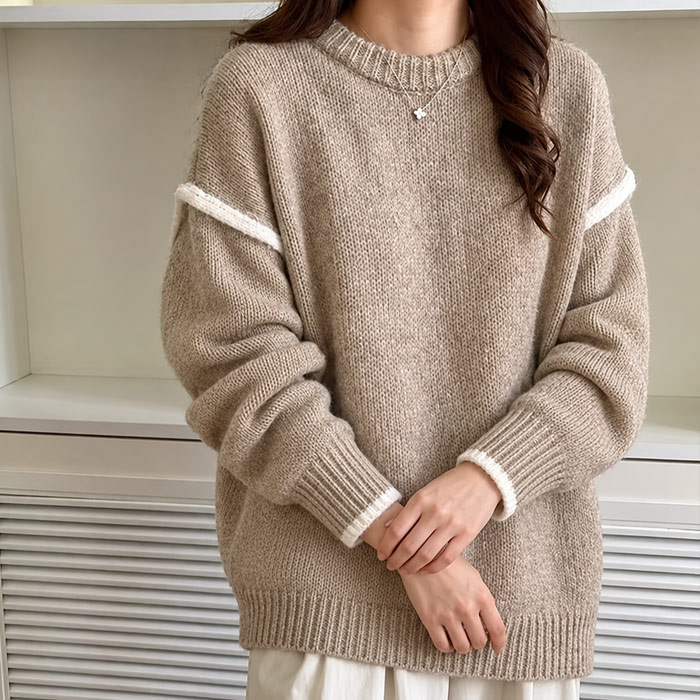 ニット セーター レディース 秋 冬 トップス 長袖 ゆったり オーバーサイズ 体型カバー 暖か 防寒 保温 厚手 韓国 カジュアル [郵3]^t1159^ | uricca | 03