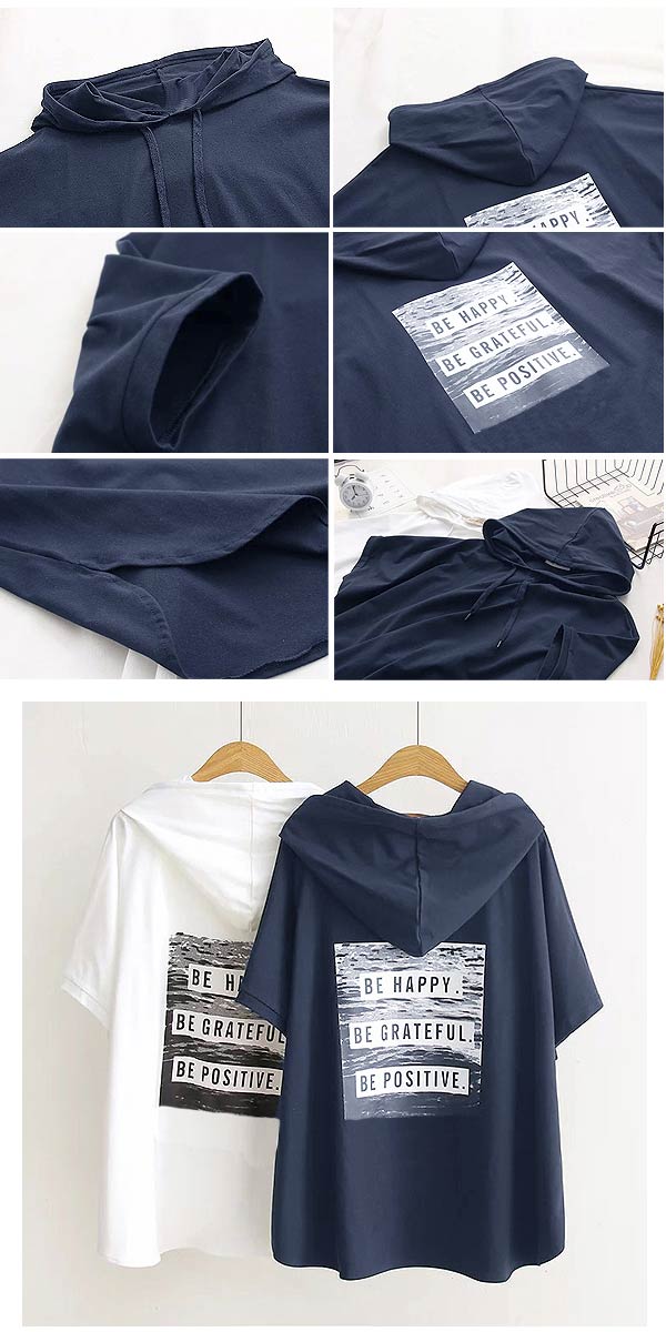 Tシャツ レディース トップス 半袖 春 夏 黒 白 おしゃれ ロゴ 大きいサイズ フード カットソー [郵2]^t282^ | uricca | 15