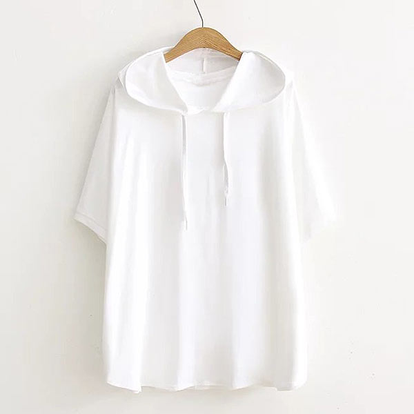 Tシャツ レディース トップス 半袖 春 夏 黒 白 おしゃれ ロゴ 大きいサイズ フード カットソー [郵2]^t282^ | uricca | 02