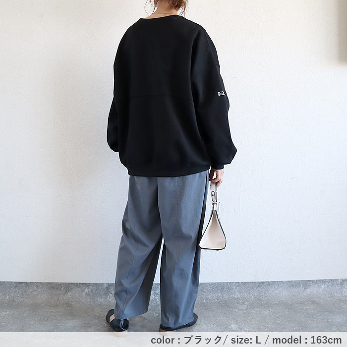 スウェット トレーナー レディース トップス 長袖 秋 冬 黒 白 おしゃれ かわいい ロゴ プリント ゆったり 裏毛 [郵3]^t520^ | uricca | 23