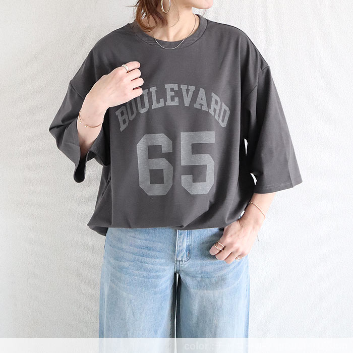 トップス レディース Tシャツ 春 夏 白 おしゃれ ロゴT ロゴプリント 半袖 綿混 コットン混 体型カバー ゆったり[郵1.5]^t552n^ | uricca | 10