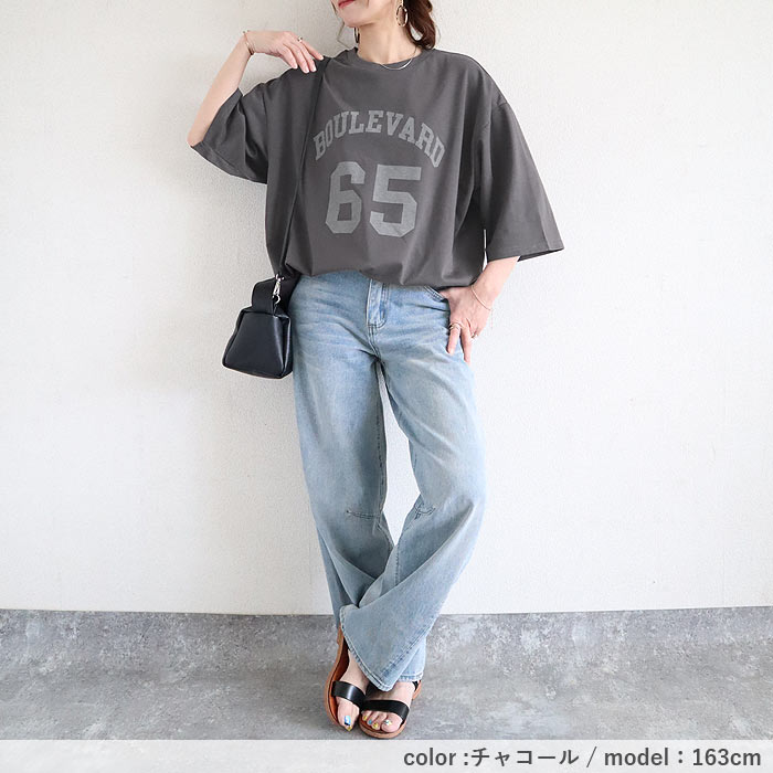 トップス レディース Tシャツ 春 夏 白 おしゃれ ロゴT ロゴプリント 半袖 綿混 コットン混 体型カバー ゆったり[郵1.5]^t552n^ | uricca | 11
