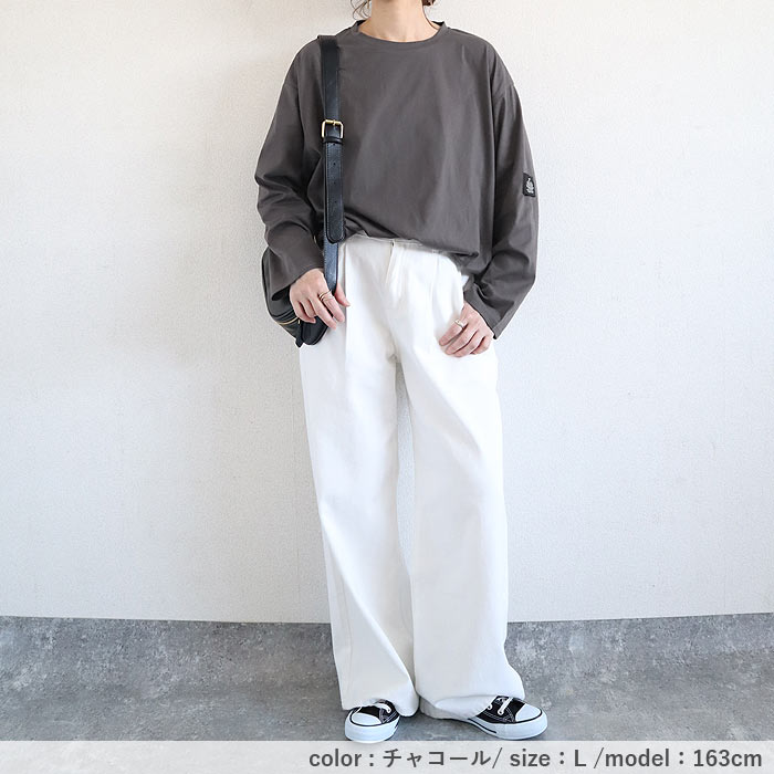 Tシャツ レディース トップス 長袖 秋 冬 黒 白 おしゃれ かわいい 30代 40代 50代 ボーダー 無地 [郵1.5]^t570^ | uricca | 38