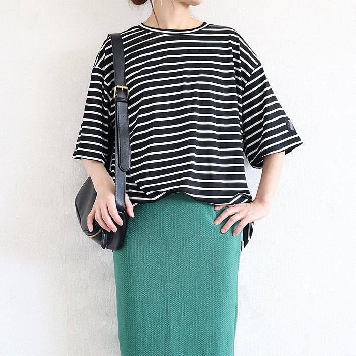 72H限定！1290円 2点購入クーポンで★ Tシャツ レディース トップス ロンT 半袖 春 夏 黒 白 おしゃれ 無地 ボーダー 柄 ステッチ [郵1.5]^t570^ | uricca | 18