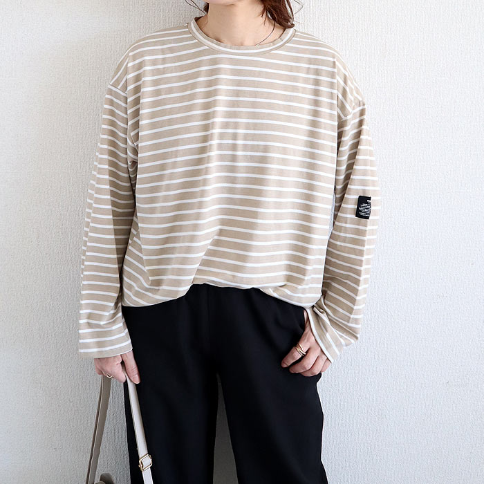 Tシャツ レディース トップス 長袖 秋 冬 黒 白 おしゃれ かわいい 30代 40代 50代 ボーダー 無地 [郵1.5]^t570^ | uricca | 22