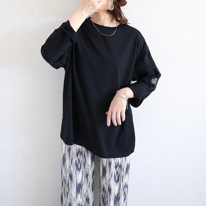 Tシャツ レディース トップス 長袖 秋 冬 黒 白 おしゃれ かわいい 30代 40代 50代 ボーダー 無地 [郵1.5]^t570^ | uricca | 05