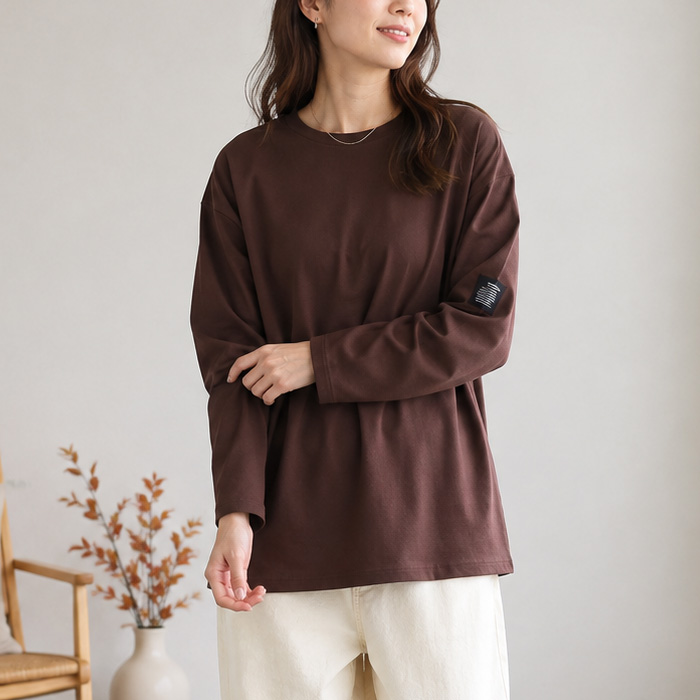 Tシャツ ロンT カラバリ豊富 レディース タグ付き 体型カバー ボーダー トップス 長袖 春 秋 黒 白 おしゃれ 無地 [郵1.5]^t570^ | uricca | 12