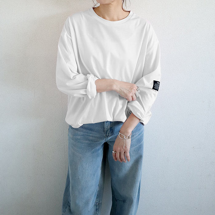 Tシャツ レディース トップス 長袖 秋 冬 黒 白 おしゃれ かわいい 30代 40代 50代 ボーダー 無地 [郵1.5]^t570^ | uricca | 01