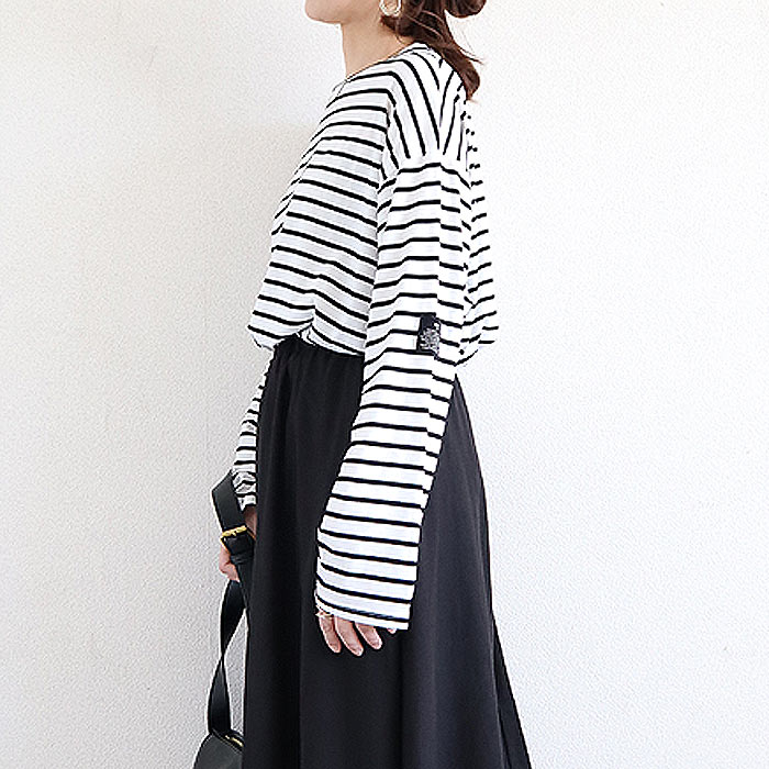 Tシャツ レディース トップス 長袖 秋 冬 黒 白 おしゃれ かわいい 30代 40代 50代 ボーダー 無地 [郵1.5]^t570^ | uricca | 20