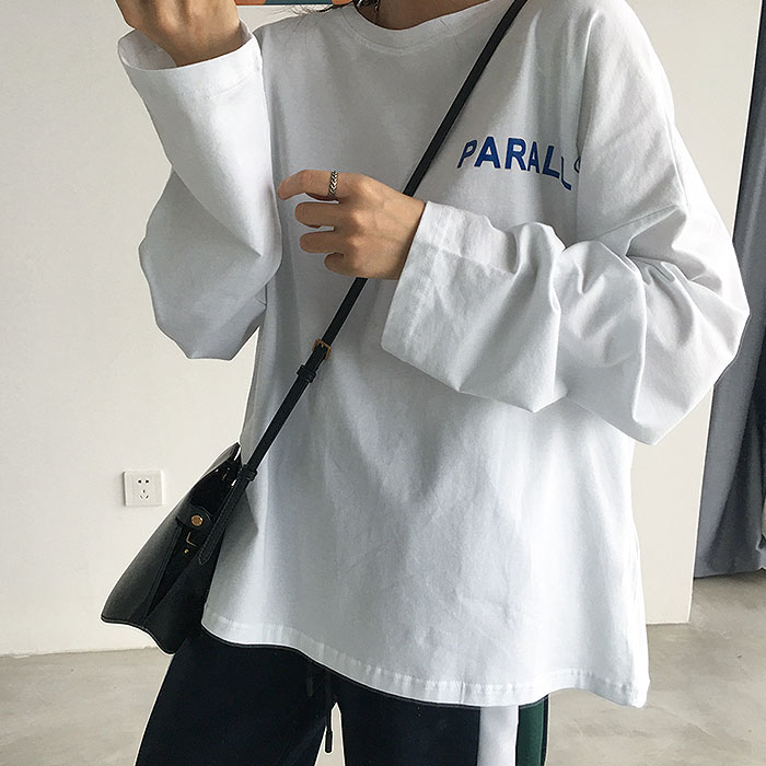 tシャツ レディース ロンT 長袖 春 黒 白 おしゃれ トップス カットソー ロゴ プリント [郵2]^t580^ | uricca | 01