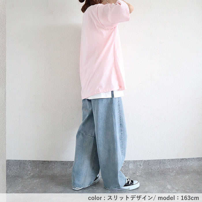 シャツ tシャツ 付け裾 つけ裾 レディース 春 夏 黒 白 おしゃれ レイヤード スリット ウエストゴム [郵1]^t669^ | uricca | 10