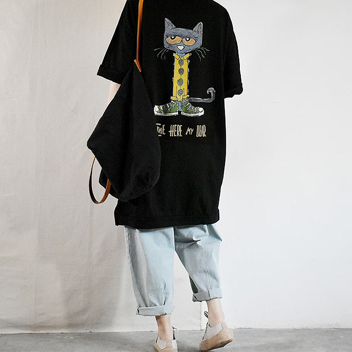 tシャツ レディース トップス 半袖 春 夏 黒 白 おしゃれ ロゴ プリント カットソー ゆったり ^t733^ | uricca | 02