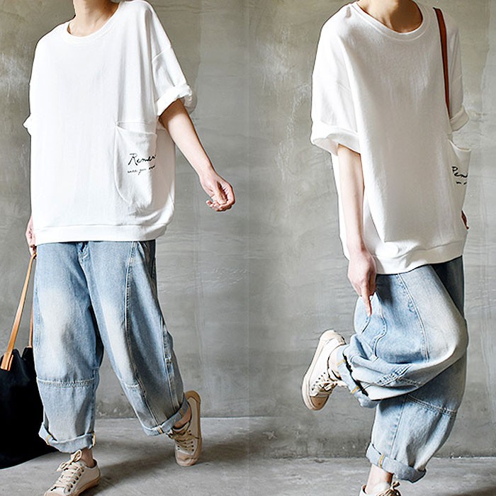 tシャツ レディース トップス 半袖 春 夏 黒 白 おしゃれ 猫 キャットCAT ロゴ プリント ポケット [郵2]^t734^ | uricca | 06