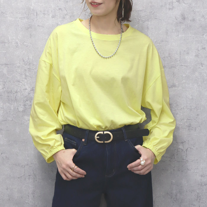 Tシャツ レディース トップス ロンT 長袖 春 秋 冬 黒 白 おしゃれ かわいい 30代 40代 50代 無地 ぽわん袖 [郵1.5]^t764^ | uricca | 06