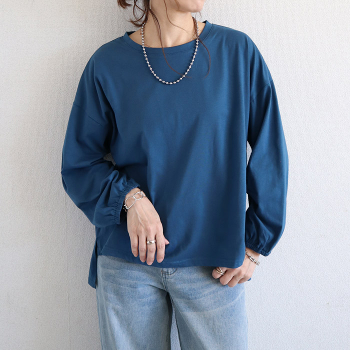 Tシャツ レディース トップス ロンT 長袖 春 秋 冬 黒 白 おしゃれ かわいい 30代 40代 50代 無地 ぽわん袖 [郵1.5]^t764^ | uricca | 04