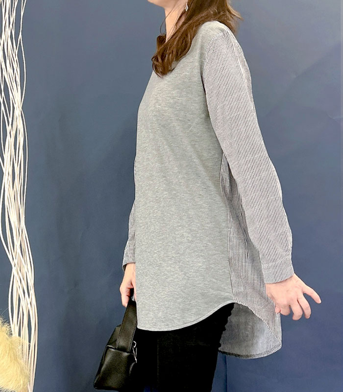 Tシャツ シャツ レディース トップス ロンT 長袖 春 秋 冬 黒 白 おしゃれ かわいい 30代 40代 50代 ストライプ [郵1.5]^t772^爆買 | uricca | 10