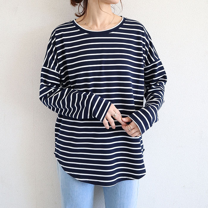 Tシャツ レディース トップス ロンT 長袖 春 秋 冬 黒 白 おしゃれ かわいい 30代 40代 50代 ボーダー 柄 [郵2]^t778^ | uricca | 07