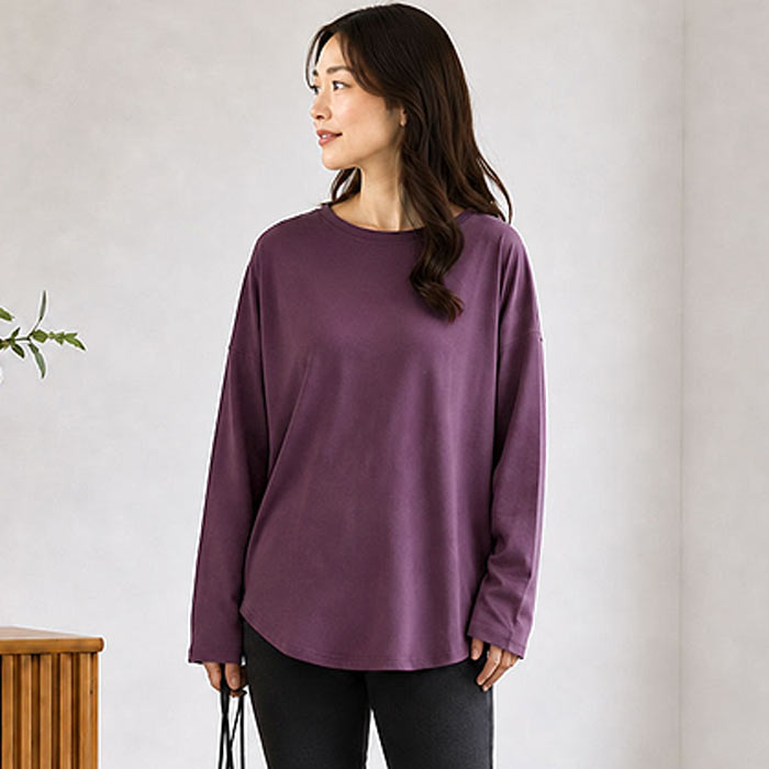 Tシャツ レディース トップス ロンT ボーダー 柄 長袖 秋 冬 無地 黒 白 おしゃれ テールカット ゆったり 韓国 カジュアル ^t778^ | uricca | 09
