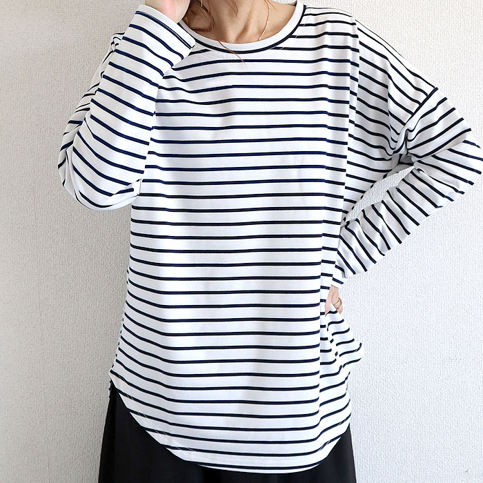 Tシャツ レディース トップス ロンT 長袖 春 秋 冬 黒 白 おしゃれ かわいい 30代 40代 50代 ボーダー 柄 [郵2]^t778^ | uricca | 06