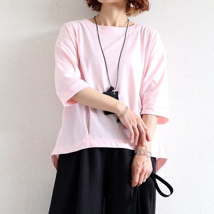 1990円 クーポンで！ Tシャツ レディース トップス 半袖 春 夏 黒 白 おしゃれ かわいい 無地 体型カバー 5分袖 カットソー [郵1.5]^t827^ | uricca | 06
