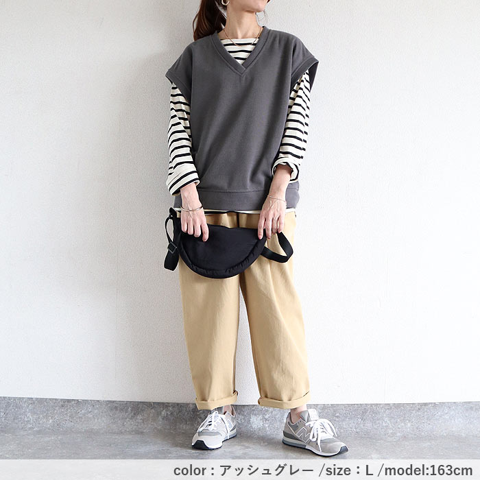 ベスト レディース スウェット トレーナー トップス ジレ 春 秋 冬 おしゃれ かわいい Vネック プルオーバー 柔らかい レイヤード [郵3]^t866^ | uricca | 24