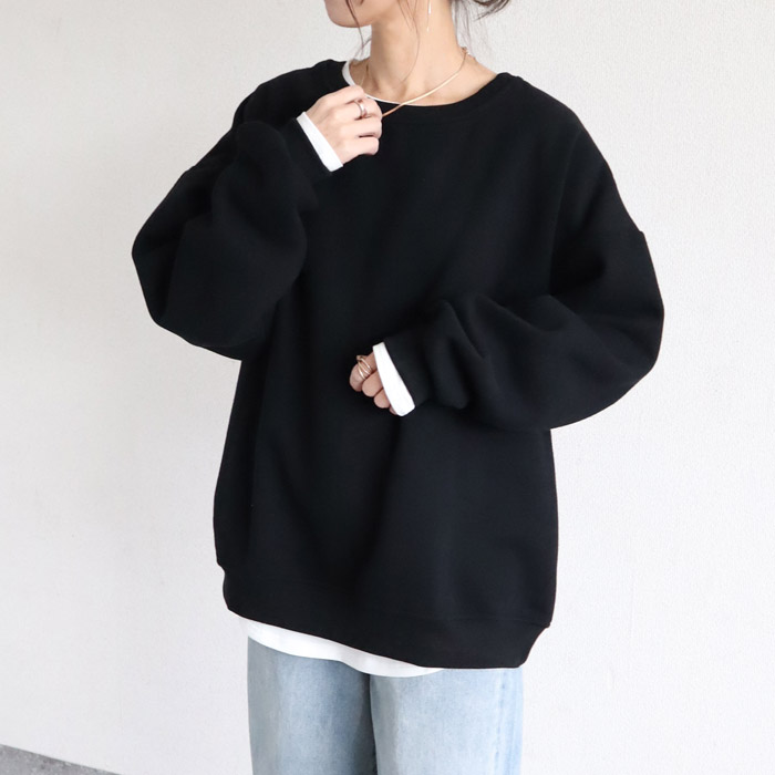 トレーナー スウェット トップス レディース 裏起毛 長袖 秋 冬 黒 白 おしゃれ かわいい 30代 40代 大きいサイズ 極暖 ^t908^ | uricca | 01