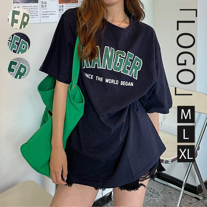 クーポンで300円OFF！カレッジロゴプリント 半袖 Tシャツ レディース