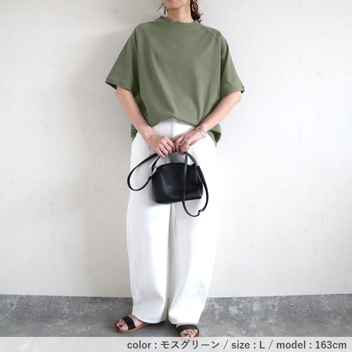 Tシャツ レディース 半袖 春 夏 白 黒 おしゃれ かわいい 30代 40代 50代 モックネック 5分袖 無地 綿100％ [郵1.5]^t932n^爆買 | uricca | 24