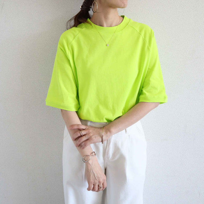 「ラグランデザイン、コットン100％Tシャツ」 綿 レディース 半袖 夏 白 黒 おしゃれ モックネック 5分袖 無地 カットソー ^t932n^ | uricca | 08