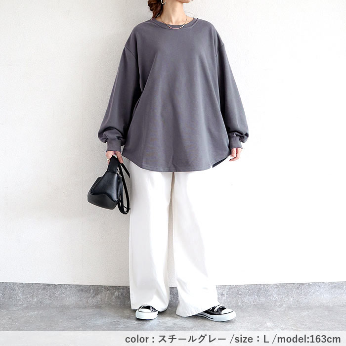 1990円 クーポンで！ トレーナー スウェット レディース トップス 長袖 春 秋 冬 黒 白 おしゃれ 30代 40代 50代 ポワン袖 カットソー[郵3]^t969^ | uricca | 30