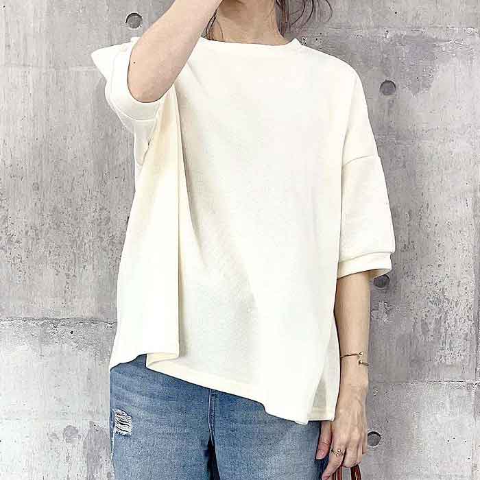 「1295円 3点購入クーポンで」 Tシャツ レディース トップス 半袖 春 夏 黒 白 おしゃれ ボーダー 柄 きれいめ 5分袖 ゆったり [郵3]^t975^ | uricca | 09
