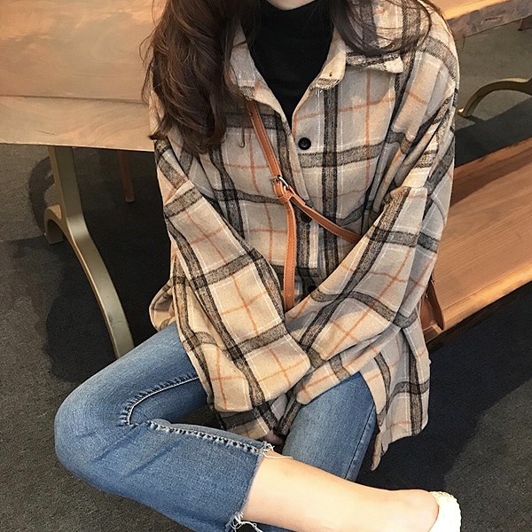 チェックシャツ レディース 韓国 カジュアル 大きいサイズ 長袖