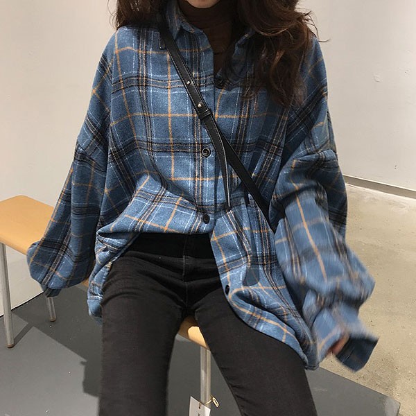 チェックシャツ レディース 韓国 カジュアル 大きいサイズ 長袖