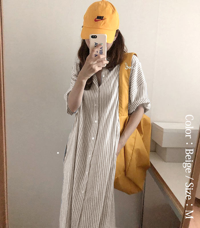 シャツワンピ ワンピース レディース シャツ 半袖 ストライプ ロング 羽織り 白 黒 2WAY カーディガン アウター [郵1.5]^v170^爆買 | uricca | 08