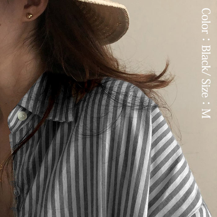 シャツワンピ ワンピース レディース シャツ 半袖 ストライプ ロング 羽織り 白 黒 2WAY カーディガン アウター [郵1.5]^v170^爆買 | uricca | 13