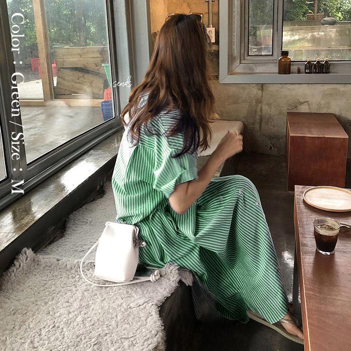 シャツワンピ ワンピース レディース シャツ 半袖 ストライプ ロング 羽織り 白 黒 2WAY カーディガン アウター [郵1.5]^v170^爆買 | uricca | 15