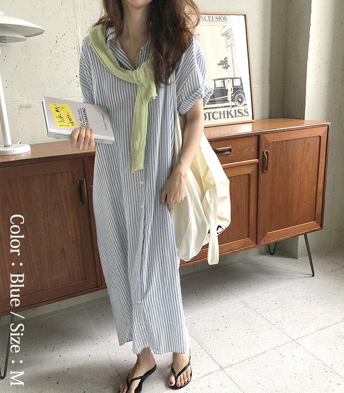 シャツワンピ ワンピース レディース シャツ 半袖 ストライプ ロング 羽織り 白 黒 2WAY カーディガン アウター [郵1.5]^v170^爆買 | uricca | 07