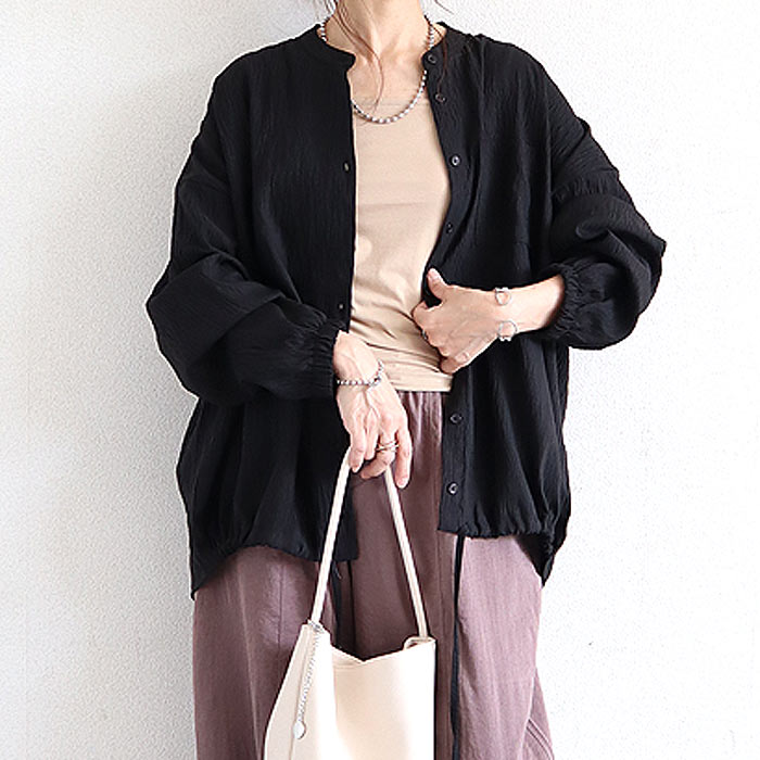 ブラウス シャツ トップス レディース 長袖 前開き 春 秋 冬 黒 白 おしゃれ かわいい 大きいサイズ [郵2]^v181^ | uricca | 08