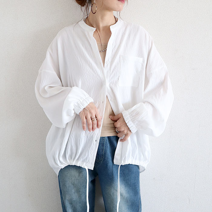 ブラウス シャツ トップス レディース 長袖 前開き 春 秋 冬 黒 白 おしゃれ かわいい 大きいサイズ [郵2]^v181^ | uricca | 07