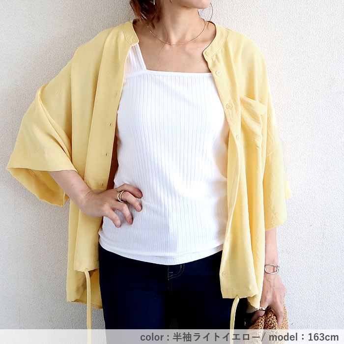 ブラウス シャツ トップス レディース 半袖 5分袖 前開き 春 夏 黒 白 おしゃれ ワッシャー 大きいサイズ [郵1.5]^v181^ | uricca | 25