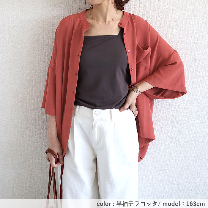 ブラウス シャツ トップス レディース 半袖 5分袖 前開き 春 夏 黒 白 おしゃれ ワッシャー 大きいサイズ [郵1.5]^v181^ | uricca | 26