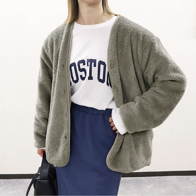 2495円 クーポンで！ カーディガン レディース 長袖 秋 冬 黒 おしゃれ かわいい 30代 40代 50代 アウター ジャケット リバーシブル 極暖 [郵3]^v184^ | uricca | 04