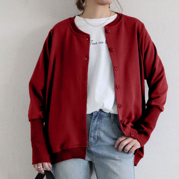 カーディガン カーデ レディース トップス 春 秋 冬 黒 長袖 おしゃれ かわいい 薄手 リブ長 スウェット 羽織 [郵3]^v186^ | uricca | 08